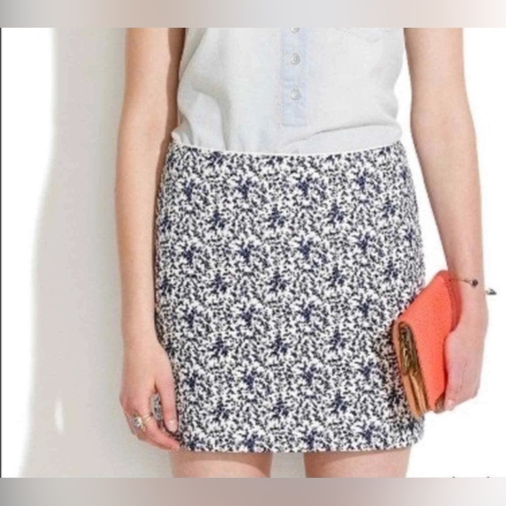 Madewell Blue White Floral Print High Waist Mini Skirt - Size 2